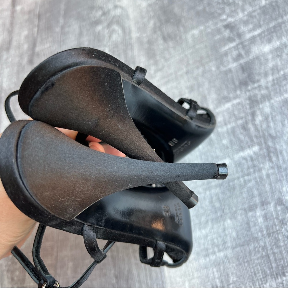 Gucci Black Satin Strappy Sandals Size 8B - Picture 7 of 11